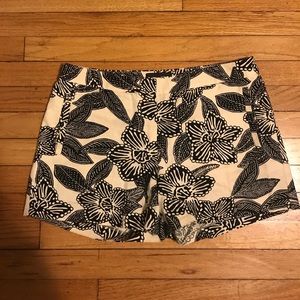 Black and cream high waisted print shorts